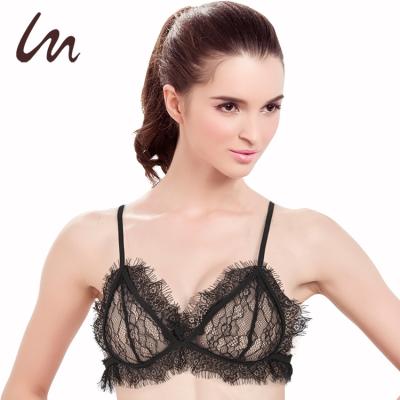 China Antibacterial black sexy bra design lace comfort transparent fancy sexy bra beautiful for sale