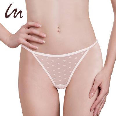 China Spandex/Polyester Plus Size Girls Promotion Lace Cotton Transparent Thong for sale