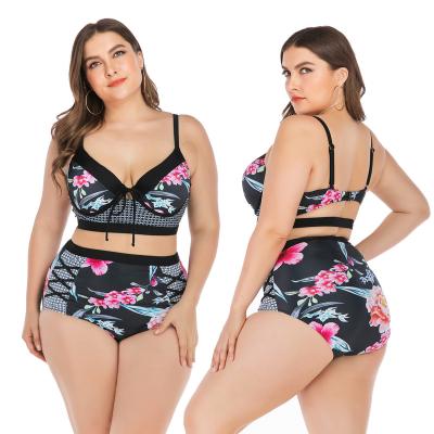 China Plus Size Swimwear And Print Beach Wear Women's Tankinis Anti-UV Large Sexy Bikini Swimwear for sale