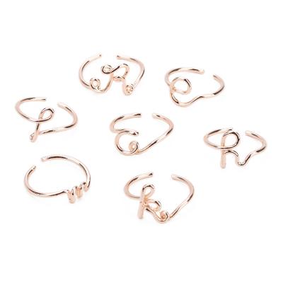 China 26 Letter Ring A-Z Jewelry Women's Punk Pink Gold Letter Ring for sale