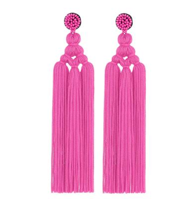 China Handwoven rope knot tassel earrings ethnic casual/sporty style European and American rope fashion bead jewelry for sale