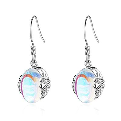 China Fashionable Gradient Moonlit Bohemian Earclip Diamond Drop Water Red Opal Earrings for sale