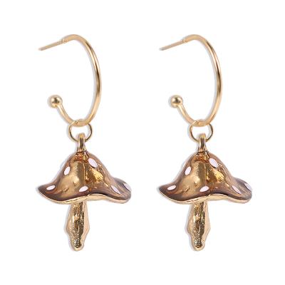 China Beautiful Fashionable Creative Dream Mori Series Mushroom Oil Drop Earrings Color Oil Drop Mushroom Earrings for sale