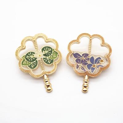 China Elegant Retro ALLOY Enamel Semi Sheer Fan Brooch Coat Corsage for sale