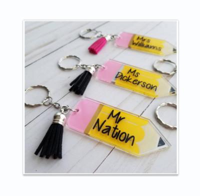 China Key Chain Plastic Acrylic Pencil Tassel Gift Graduation Teacher Appreciation Master Gift for sale