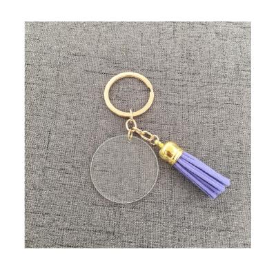 China Customized Acrylic White Disc Tassel Monogram DIY Key Chain Graduation Gift Tassel Key Chain for sale