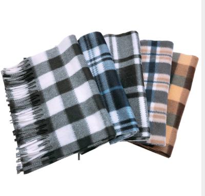 China Cashmere 2020 thickened winter dishonest style autumn tassel scarf men's large plaid velvet grid scarf for sale