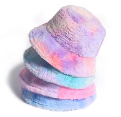 China breathable & Korean Fashion Cute Dyed Knotted Waterproof Winter Bucket Hat Korean Fashion Rainbow Girl's Warm Basin Hat for sale