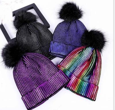 China COMMON Tan And Silver Woolen Hat , Female Warm Woolen Student Autumn And Winter Knit Hat for sale