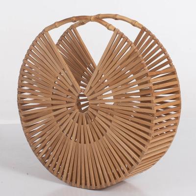 China Large Size Eco-Friendly Handmade Bamboo Round Handbag Cavity for sale