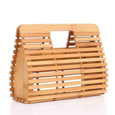 China Eco-Friendly Handmade Hollow Out Bamboo Tote Handbag Small Size for sale