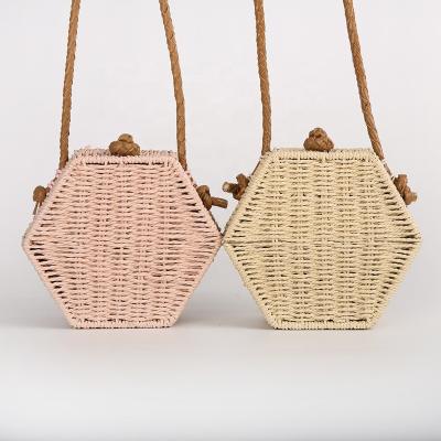 China Eco-Friendly Hexagon Straw Shoulder Bag for sale