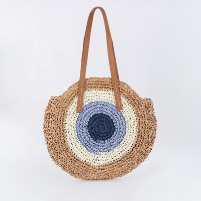 China Straw Hand Bag Eco-friendly PU Paper Handle for sale