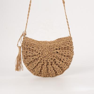 China Eco-Friendly Half Round Straw Shoulder Bag for sale