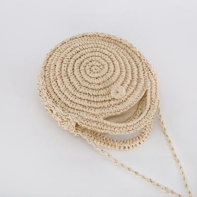 China Round Eco-Friendly Straw Shoulder Bag with Belt and Handle for sale