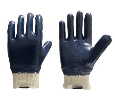 China Hot Sale Anti Slip Resistant Cotton Jersey Nitrile Fully Coated High Quality Knit Wrist Gloves for sale