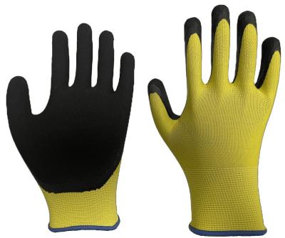 China 13G Polyester Anti-Slip Yellow Nitrile Sandy Coated Gloves for sale