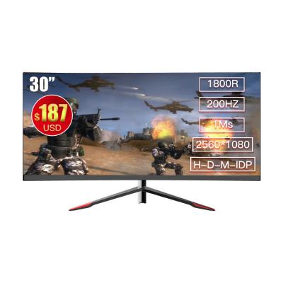 China Curved Gaming Monitor 30 Inch 2K High 200hz Refresh Rate Widescreen 21:9 Display With PS4 E Sports Monitor for sale