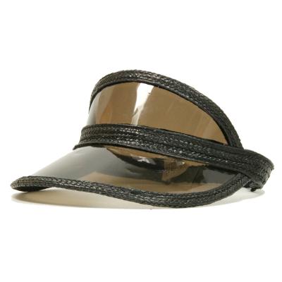 China Custom Plastic Picture Straw Hat Black Sun Visor Hat for sale