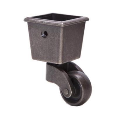 China Zinc Alloy Hardware Square Cup Caster Movable Wheel Pulley For Antique Furniture for sale