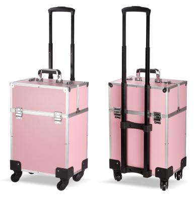 China Multi-Layer Nail Art Case Tattoo Case Aluminum Alloy Trolley Cosmetic Salon Aluminum Kit Beauty Case for sale