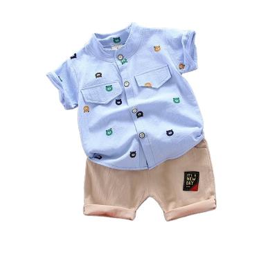 China ENGLAND STYLE baby suit 2022 summer new infant preparation boy foreign cartoon printed short-sleeved shirt full two pieces for sale