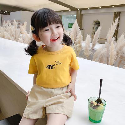 China Girl's short-sleeved suit washable 2023 new two-piece set female net red cartoon T-shirt+shorts summer baby 4 1-3-5 years old for sale