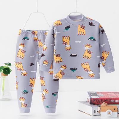 China Children casual with velvet underwear boys and girls autumn warm clothes and autumn pants set winter baby infant pajamas hot sale for sale