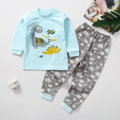 China Hot Selling Style Children's Girls Lovely Boys Preppy Long-sleeved Pajamas Clothes 2 Pieces Cotton Pajamas for sale