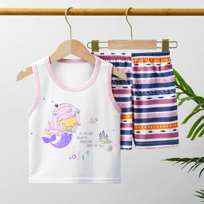 China Preppy style 2023 hot summer - selling new Chinese big children's vest sets Korean version of men's and women's beach children's ground vest shorts for sale