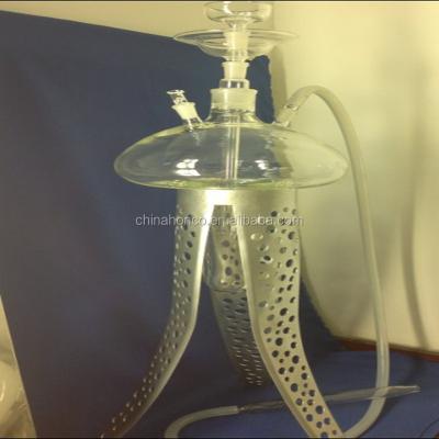 China Stainless steel glass hookah with led light for sale