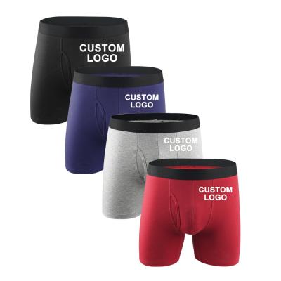 China Antibacterial Natural Feelings Boxer Briefs Men's Underwear Men Pack Cotton Soft Open Fly Long Leg Underwear for sale