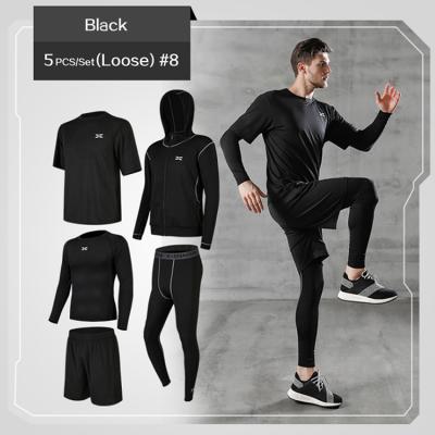 China Breathable OEM Design 2021 5 Pcs / Set Mens Compression Tracksuit Custom Sportswear Tracksuit Set With Logo for sale