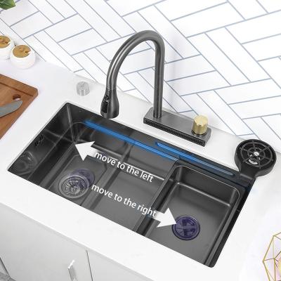 China Free Shipping Single Bowl Without Faucet Stainless Steel Waterfall Sink Undermount Kitchen Sink With Waterfall Faucet For Kitchen Renovation for sale