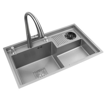 China Free Shipping With Faucet 304sus Gray Drop In Kitchen Sink Workstation Undermount Single Bowl Kitchen Sink With Drain Basket Accessories for sale