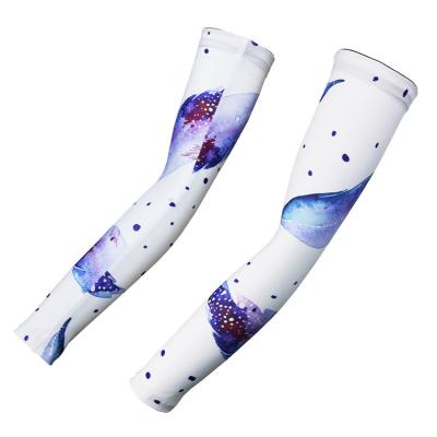 China Sun Protection Ice Silk Seamless Sleeves Cool Breathable Popular Printed Outdoor Cool Sleeves Arm Cuff Sleeves for sale