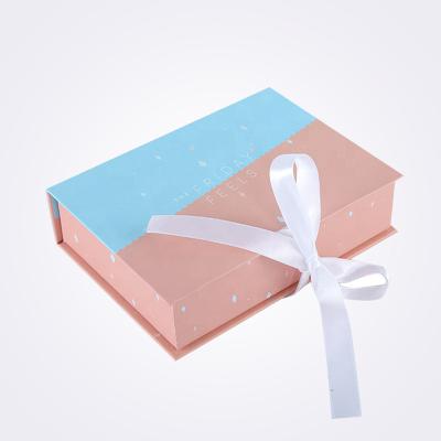 China Factory Handmade Custom High Quality Ribbon Gift Box Rigid Collapsible Box With Ribbon for sale