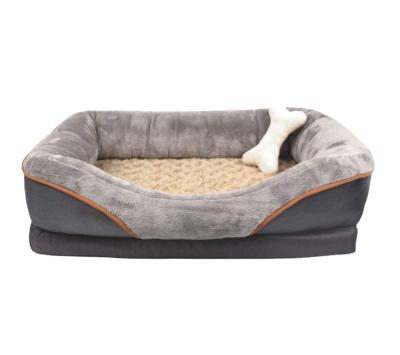 China Large Sustainable Luxury Pet Beds Orthopedic Foam Dog Bed For Large Dogs With Washable Removable Cover for sale