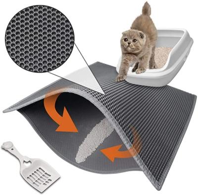 China Waterproof 2023 Pet Eva Double-Layer Cat Litter Pad Durable Waterproof Folding Cat Litter Trapper Mat for sale