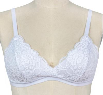 China Sexy Breathable Lace Young Female Floral Soft Solid White Breathable Lady Wireless Bra With Mesh for sale