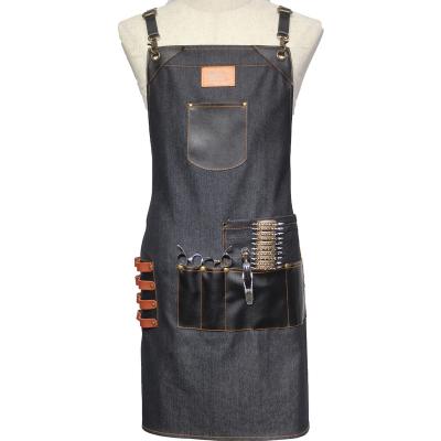 China Fashion Hairdresser Salon Denim Apron Professional Customized Removable Apron for sale