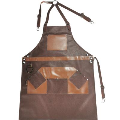 China Leather Beauty Barber Shop Hair Cutting Apron Size Adjustable Professional Salon Apron for sale