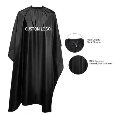 China Anti-static black design logo hairdresser caps eco-friendly / waterproof custom hairdresser hair cutting cape for sale