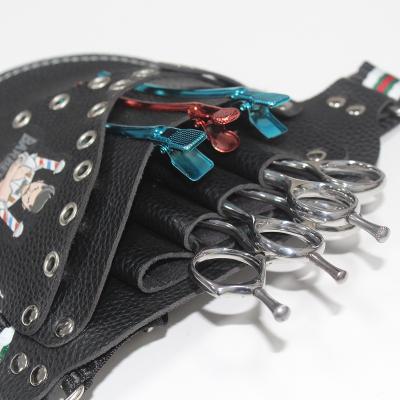 China Eco-friendly Leather Scissors Pouch Holster With Belt For Hairdressers Salon Hair Barber Tool Waist Bag for sale