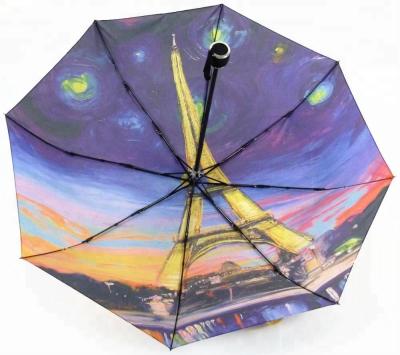 China Low MOQ Free Sample Minimalist Eiffel Tower Print Custom Umbrella for sale