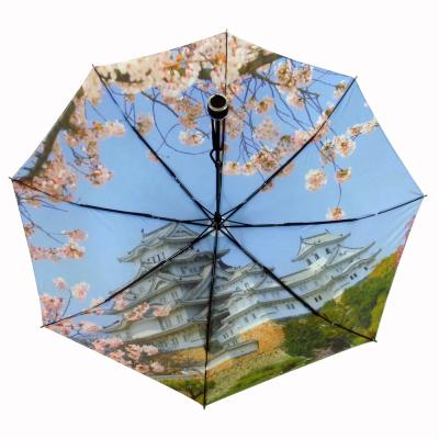 China High Quality Minimalist Civil Printing 3 Times Tree Manual Christmas Umbrella for sale