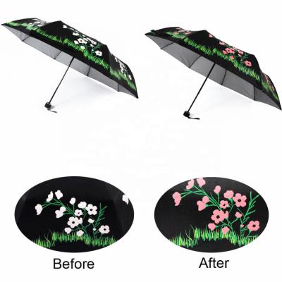 China Advertising Boys Girls Anti UV Color Changing Cute Cartoon Situations Clear Small Plastic Folding Umbrella For Kids for sale