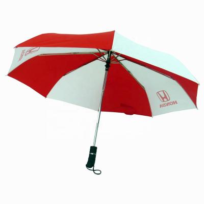 China Minimalist Custom Logo 23 Inch Red And White Manual Open Promotion 3 Fold Umbrella Factory From China for sale