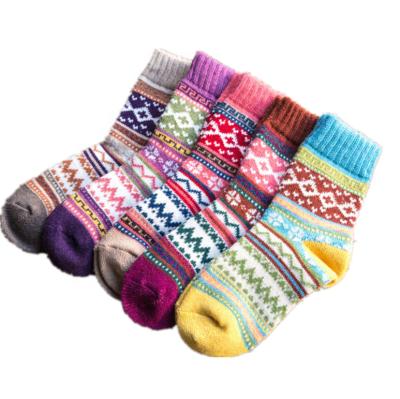 China Hot Selling Wholesale Antibacterial New Colorful Amazon Knocks Thick Needle Rabbit Wool Socks Women Warm Crew Socks for sale