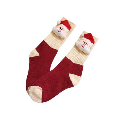 China Autumn&winter Antibacterial Thickened Baby Cotton Socks Holiday 3D Christmas Socks Cartoon Dolls Children's Socks for sale